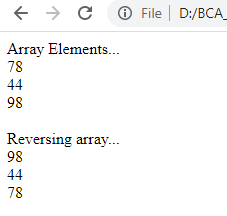 Reversing the Array Elements in JavaScript