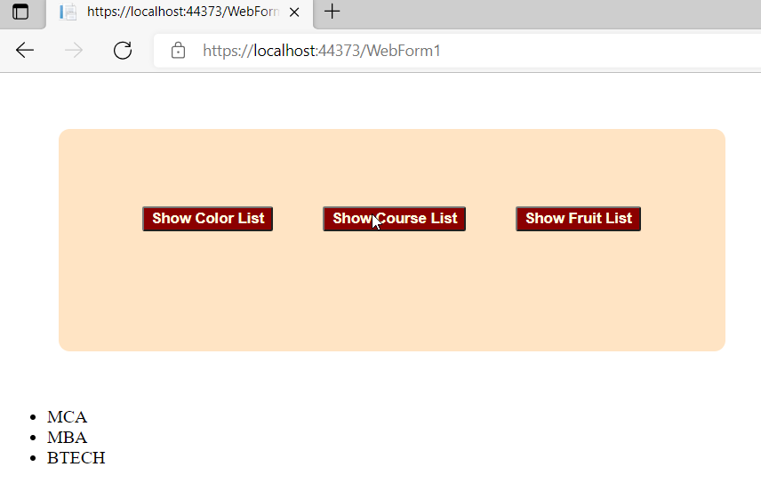 Show Course List Button