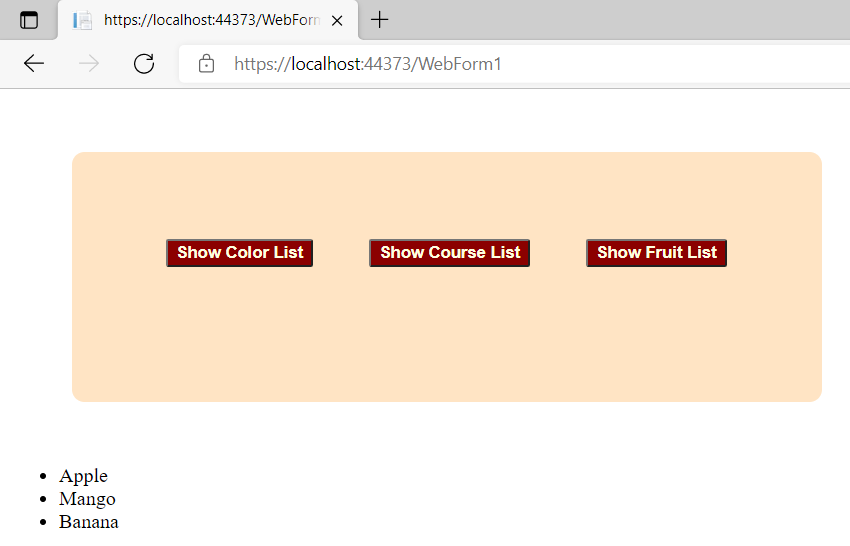 Show Fruit List Button