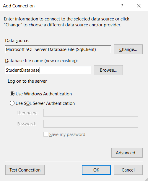 Create a New Database in SQL Server