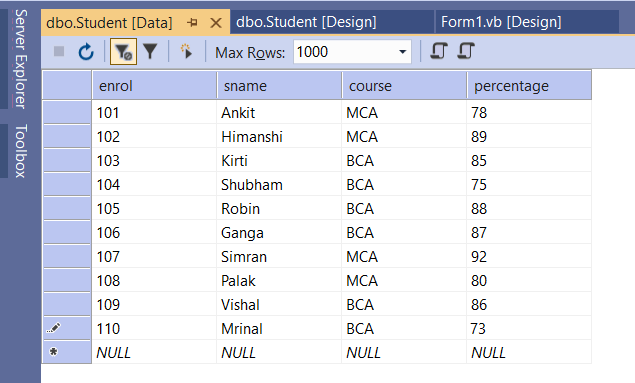 Database Table Records