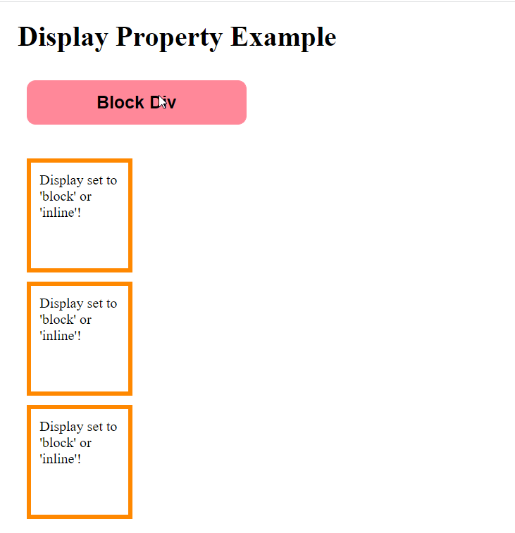  Display Property Set to block