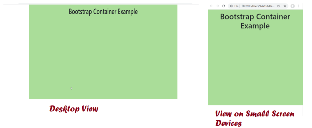 Web Page Using Container Class in Bootstrap for DIV Element