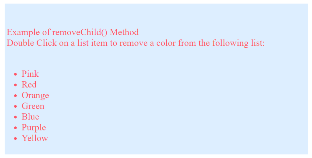 Removing a Child Node using the removeChild() Method