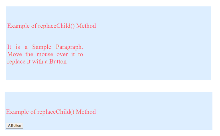 The Output of the Example of the replaceChild() Method in JavaScript