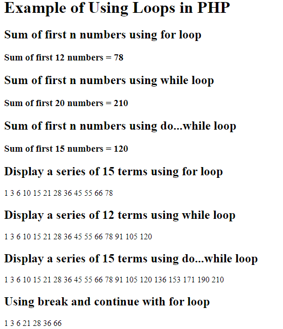 Examples of Working With Loops in PHP