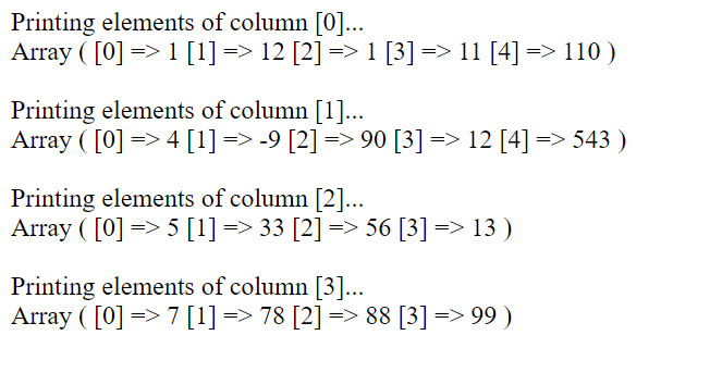 Examples of the array_column() Function