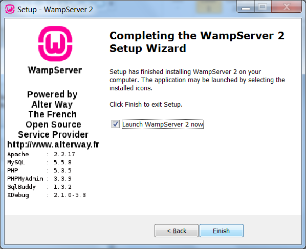 Launch the WAMP Server