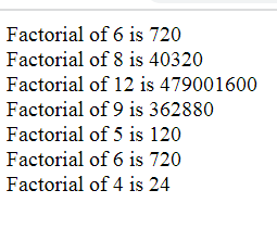 Display Factorial of Elements of an Array