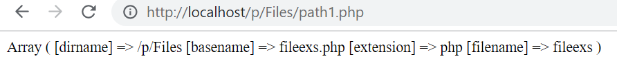 Display the file path information using the pathinfo() function in PHP