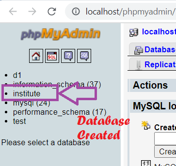 Database in phpMyAdmin