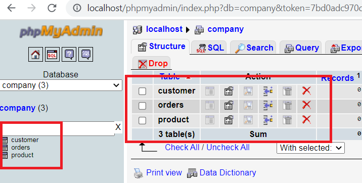 The Result of Creating Database Tables in a MySQL Database Using PDO in PHP
