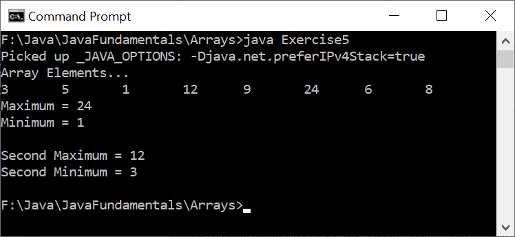 A Program to Display the Two Largest and Two Smallest Elements in an Array in Java