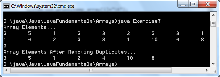A Program to Remove Duplicates from an Array in Java