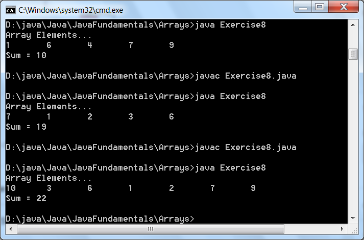 A Program to Find the Sum of Specific Elements of an Array in Java