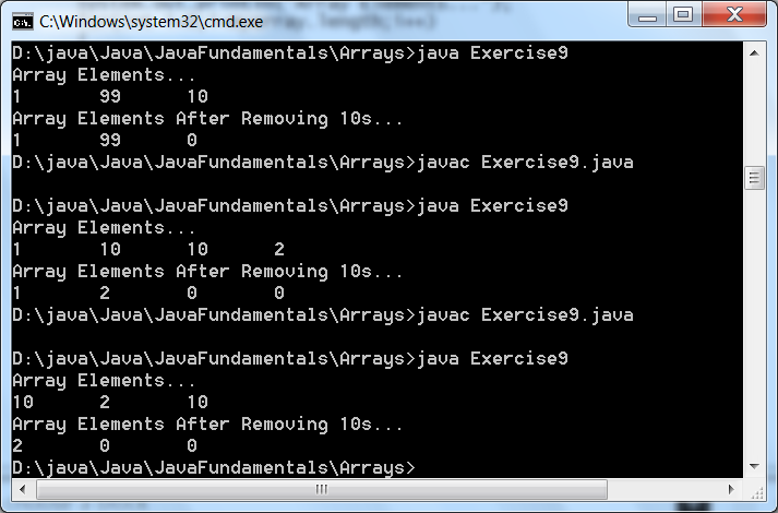 A Program to Remove All Occurrences of a Number from an Array in Java