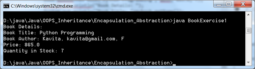 A Program to Demonstrate an Example of Encapsulation in Java