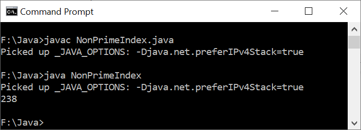 A Program to Find the Sum of Array Elements at Non-Prime Index in Java