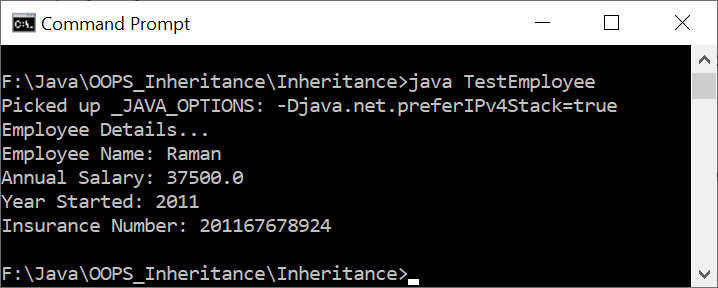 A Program for Implementing Inheritance in Java
