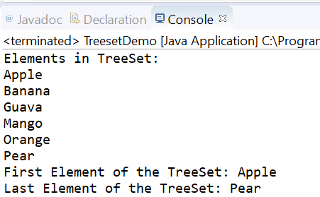 Demonstrating An Example of Using TreeSet in Java