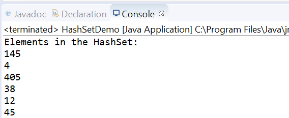 Demonstrating An Example of Using HashSet in Java