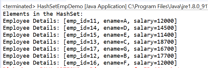 Demonstrating An Example of HashSet with User-Defined Objects in Java