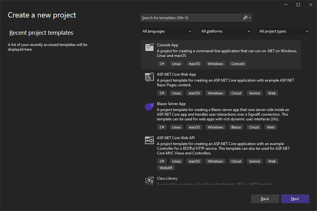 Creating a New Project in Visual Studio 2022