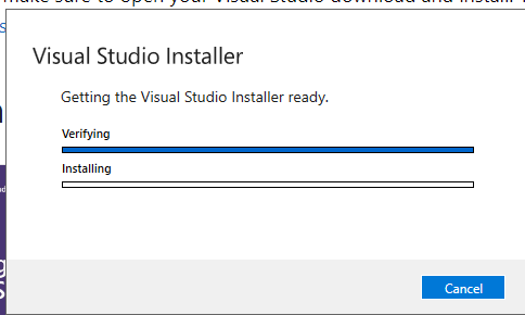 Visual Studio Installer Started