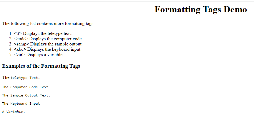 More Formatting Tags