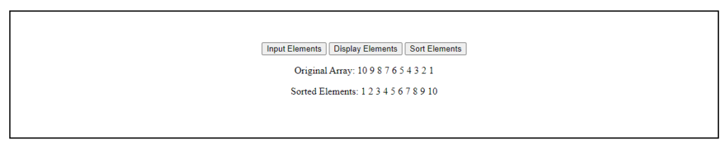 An Example Demonstrating How to Sort an Array of Elements Using JavaScript Using Bubble Sort