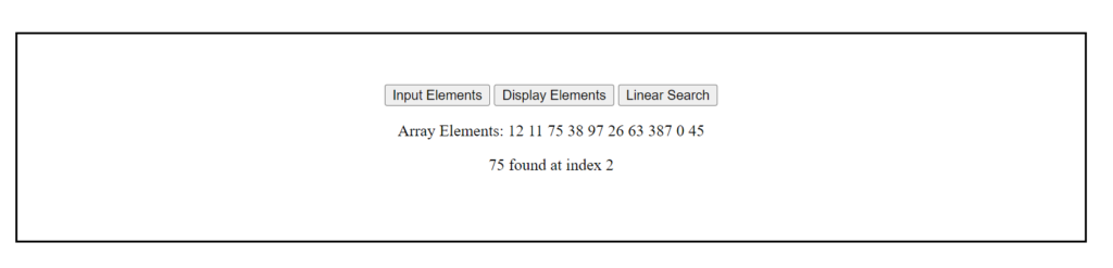 Example of Linear Search in JavaScript (Successful Search)