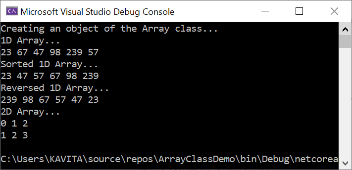 Creating Arrays Using Array Class in C#