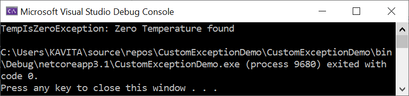 A Program to Demonstrate Example of a Custom Exception in C#