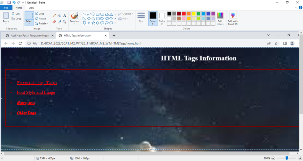 An Example Demonstrating How to Create a Web Page with Hyperlinks