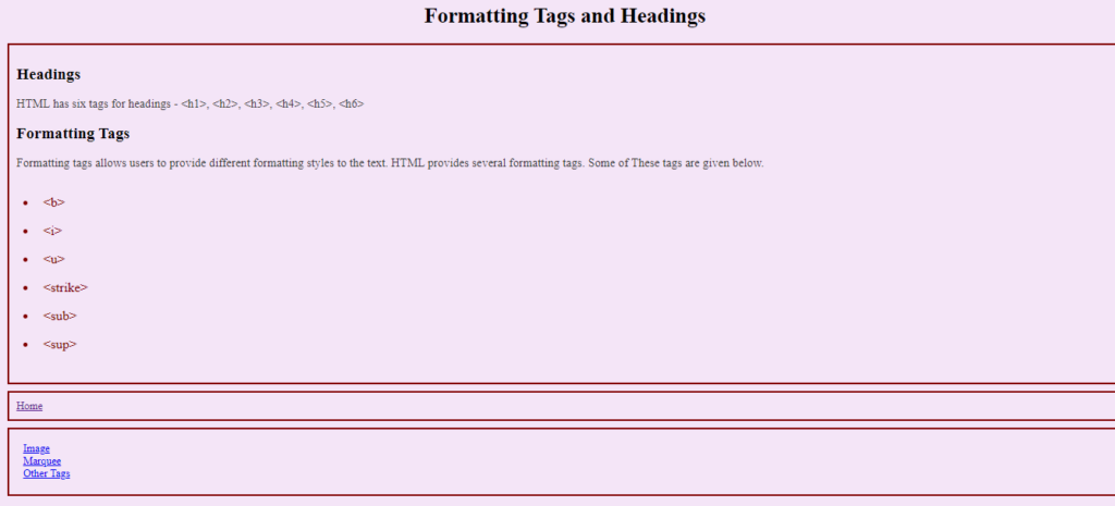 An Example Demonstrating How to Use Formatting Tags in HTML