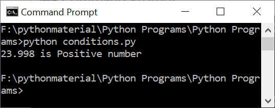  The Output Demonstrating a Program for Condition Checking in Python 