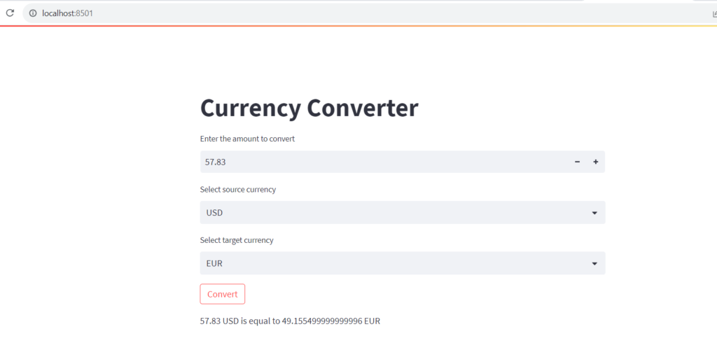 Currency Converter Using StreamLit