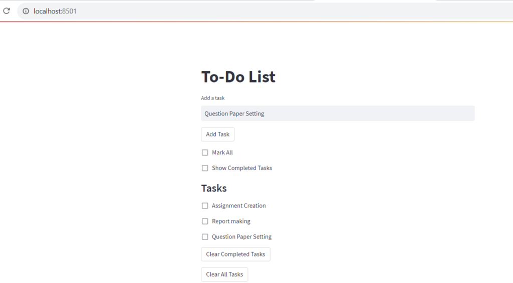 Adding Tasks in To-Do List